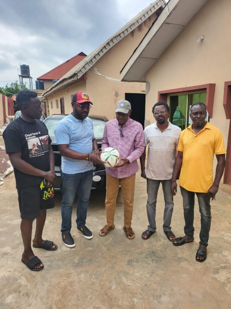 Dr. Adebayo Jimoh, the Chairman of Ajara Humanitarian Foundation, addressed the Ataoja youth representatives. His smile cast a golden glow over the faces of the youth representatives gathered around him. He unveiled a beautifully branded Ajara football, a symbol of hope and unity. "This is more than just a ball," he said, handing it to the youth representatives' local team of Ataoja. "It's a chance for dreams to take flight." The youth representatives erupted in cheers, their eyes gleaming with gratitude. Dr. Jimoh’s gesture was a spark, igniting the passion and potential within the heart of Ataoja youths. He also promised to provide them with movable goalposts with nets for the field of Ataoja, further fueling their aspirations.